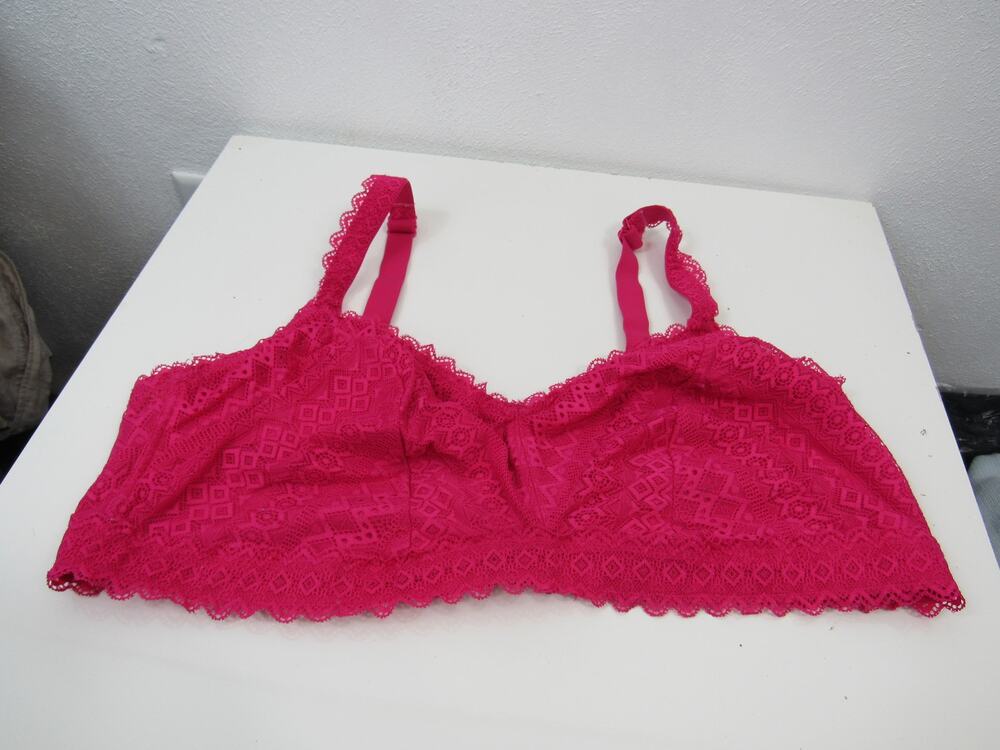 Auden 3X Hot Pink Lace Lightly Unlined Wireless Bralette Bra Adjustable